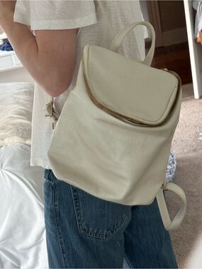 Cream backpack purse